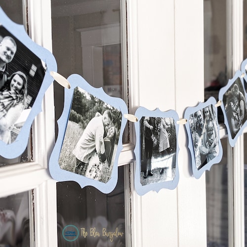 Dusty Blue Photo Banner for Coastal Theme Bridal Shower, Slate Wedding, Baby Shower Guess Who, Sweet 16, Toast on the Coast, *4x4 Photos*