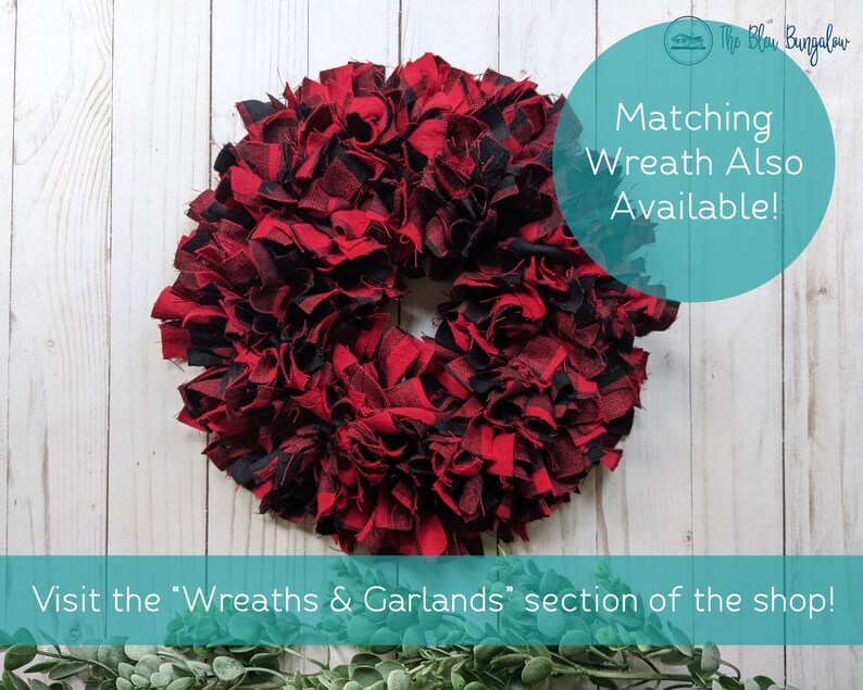 Red and Black Buffalo Plaid Garland Christmas Rag Garland Etsy