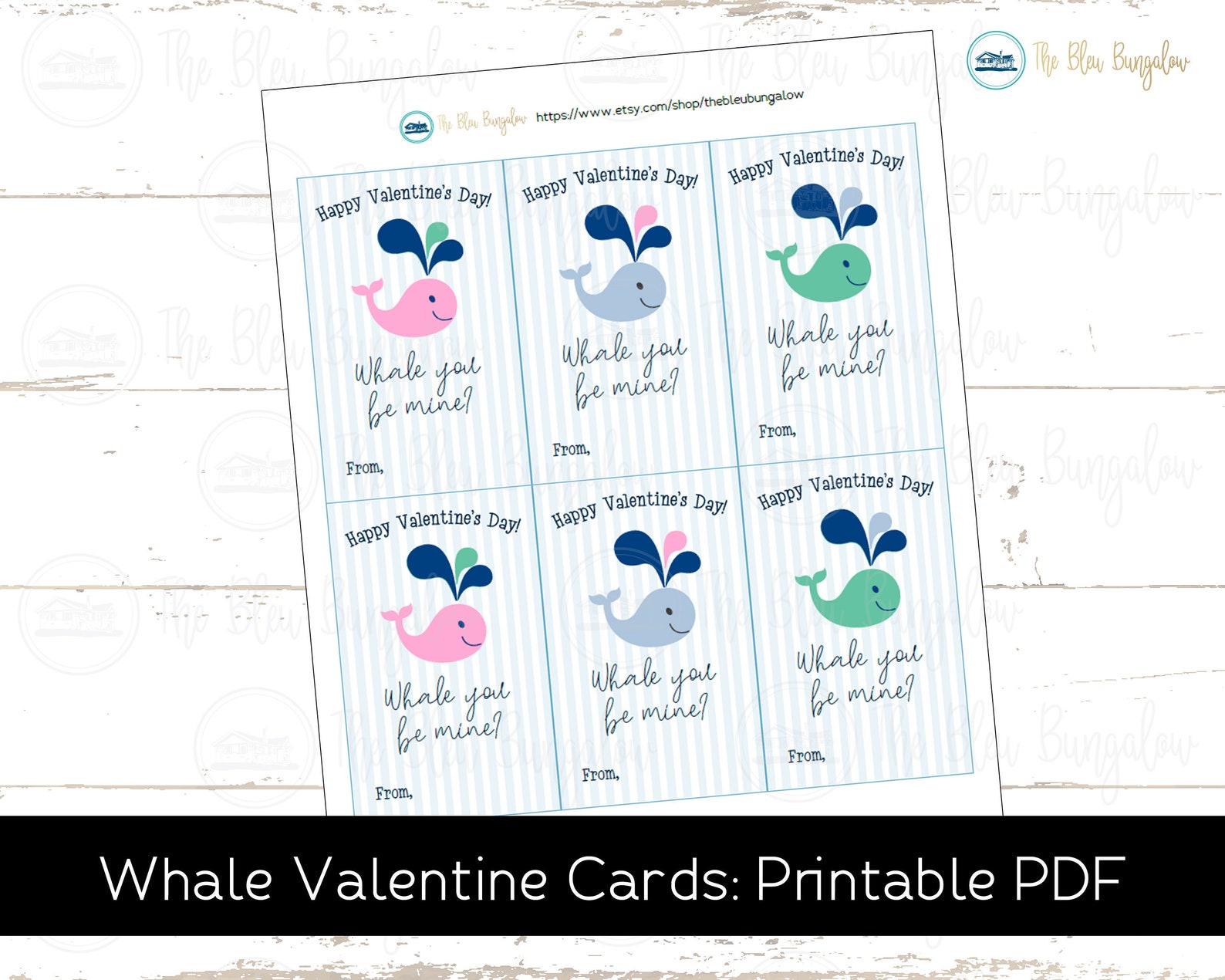 Whale Valentine Printable Whale Valentines Card Whale You Be | Etsy