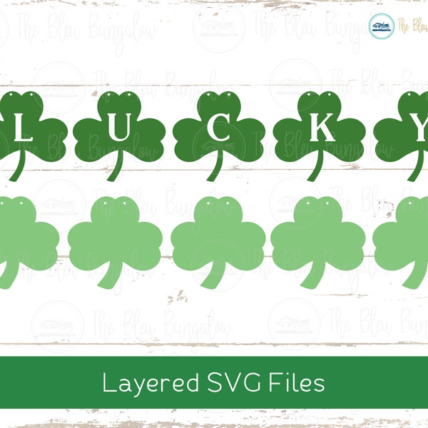 Shamrock Banner SVG, Shamrock SVG, St Patricks SVG, Lucky Shamrock Svg, Shamrock Garland Svg, Cricut St Patricks Day Project, Shamrock Craft