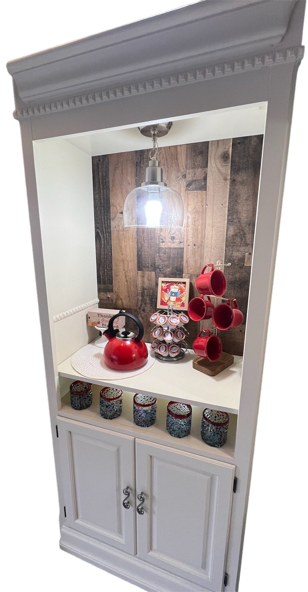 Antique White Coffee Hutch, Beverage Bar, Coffee Bar, Kitchen