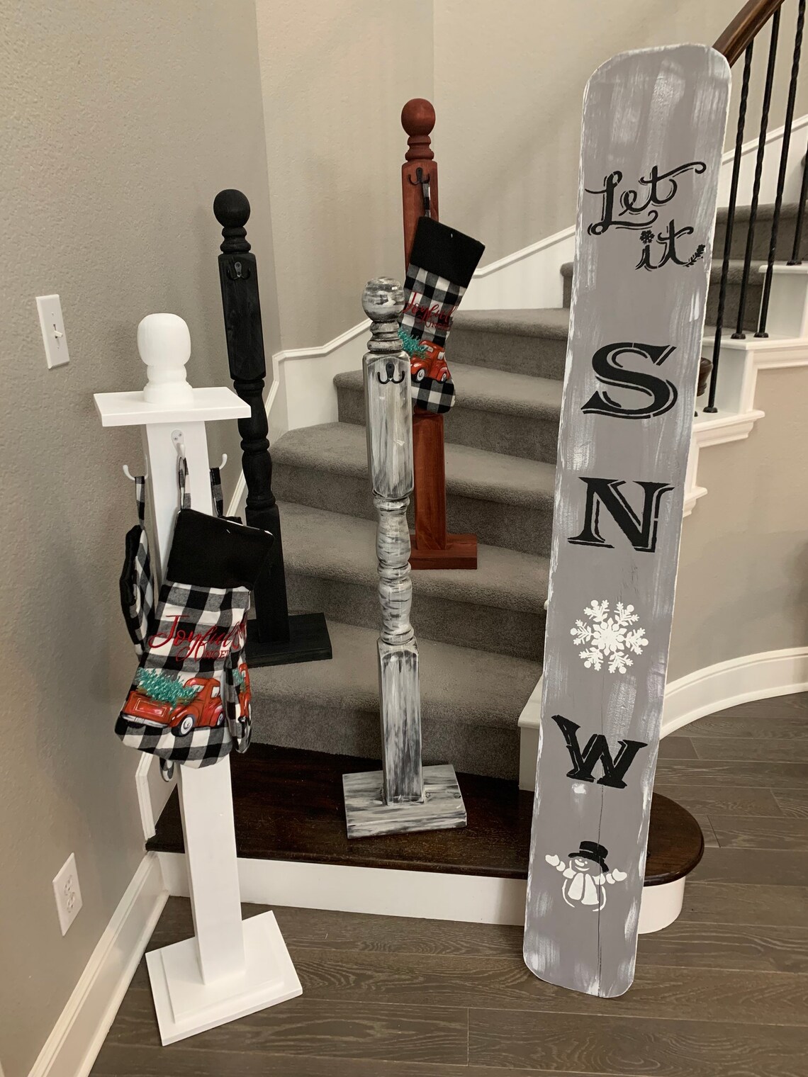 Wood Banister Post Holiday Decor Wood Post Etsy