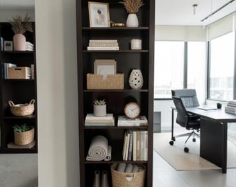 One Unit:Beautiful Mahogany Gloss Bookshelves, solid maple wood, adjustable shelves, customize dimension and color, 7.5 ft, 12 deep, 32 wide