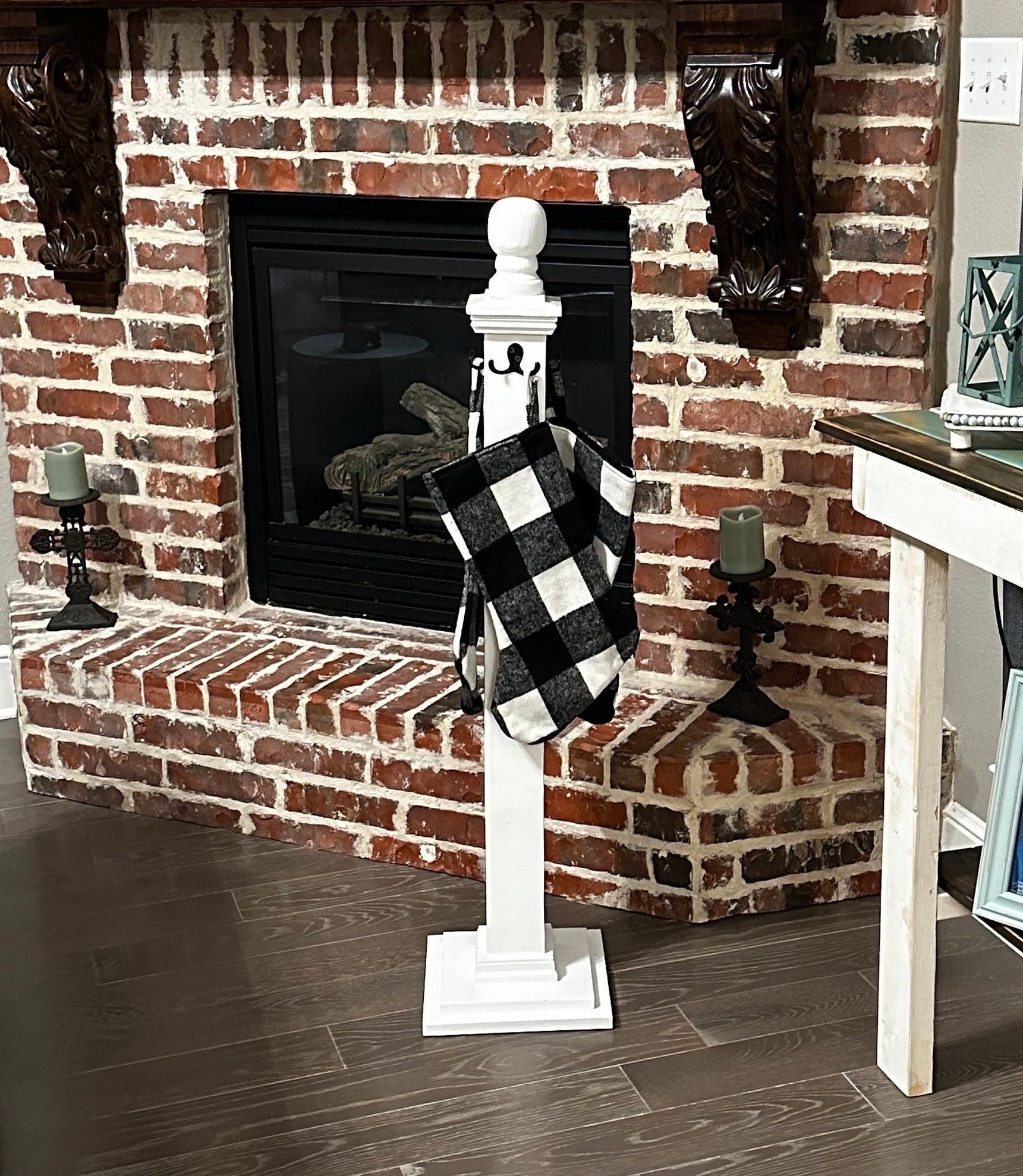 Christmas Stocking Post, Wood Banister Post With Removable Poles Etsy