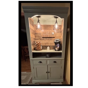 Sage Coffee Hutch, Vintage Hutch, Vintage Cabinet, Sage Coffee and Wine ...