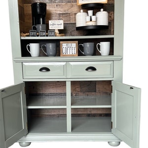 Sage Coffee Hutch, Vintage Hutch, Vintage Cabinet, Sage Coffee and Wine ...