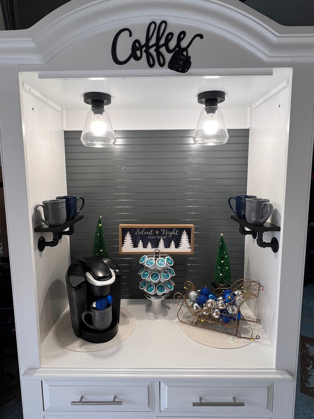 White Coffee Bar or Beverage Home Decor, Coffee Bar, Wine Bar