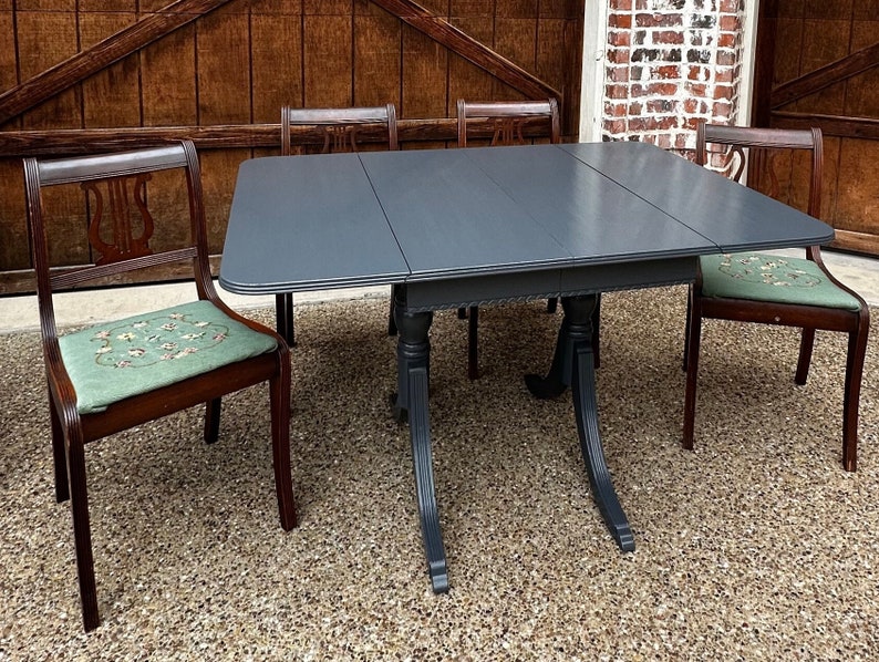 Duncan Phyfe Drop Leaf Table and Chair Set, Vintage Table, Sage Green ...