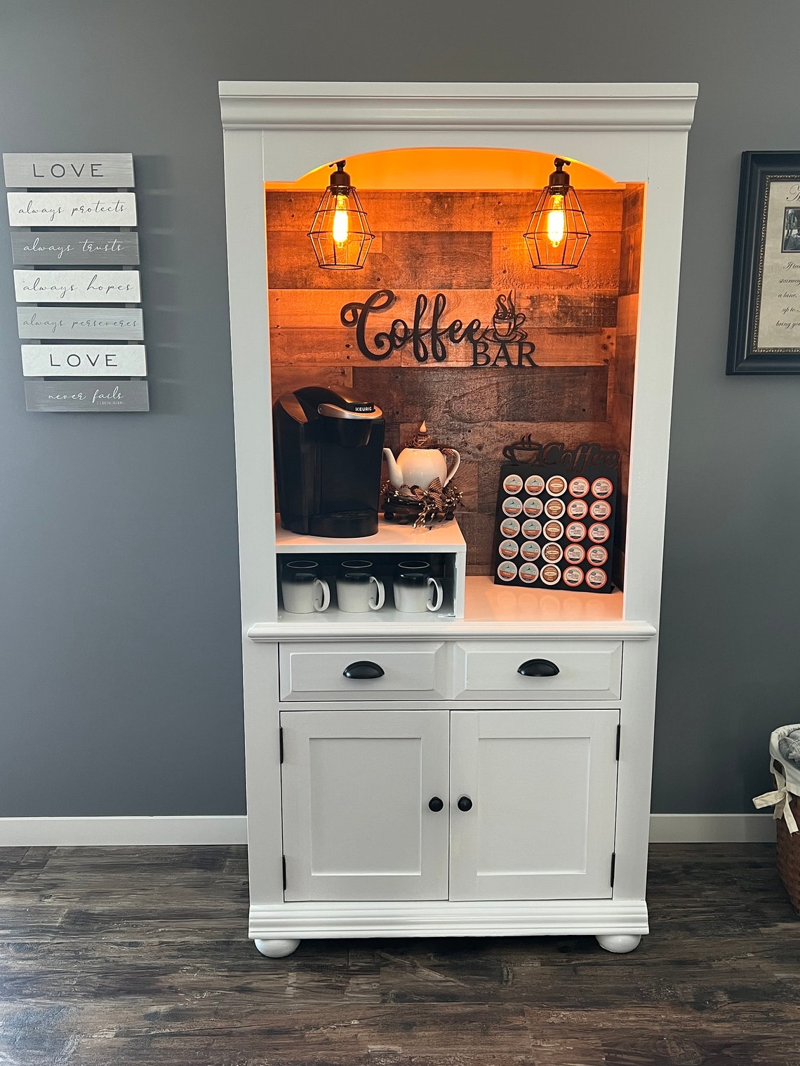 White Coffee Hutch, Morning Coffee, Vintage Hutch, Vintage Cabinet ...