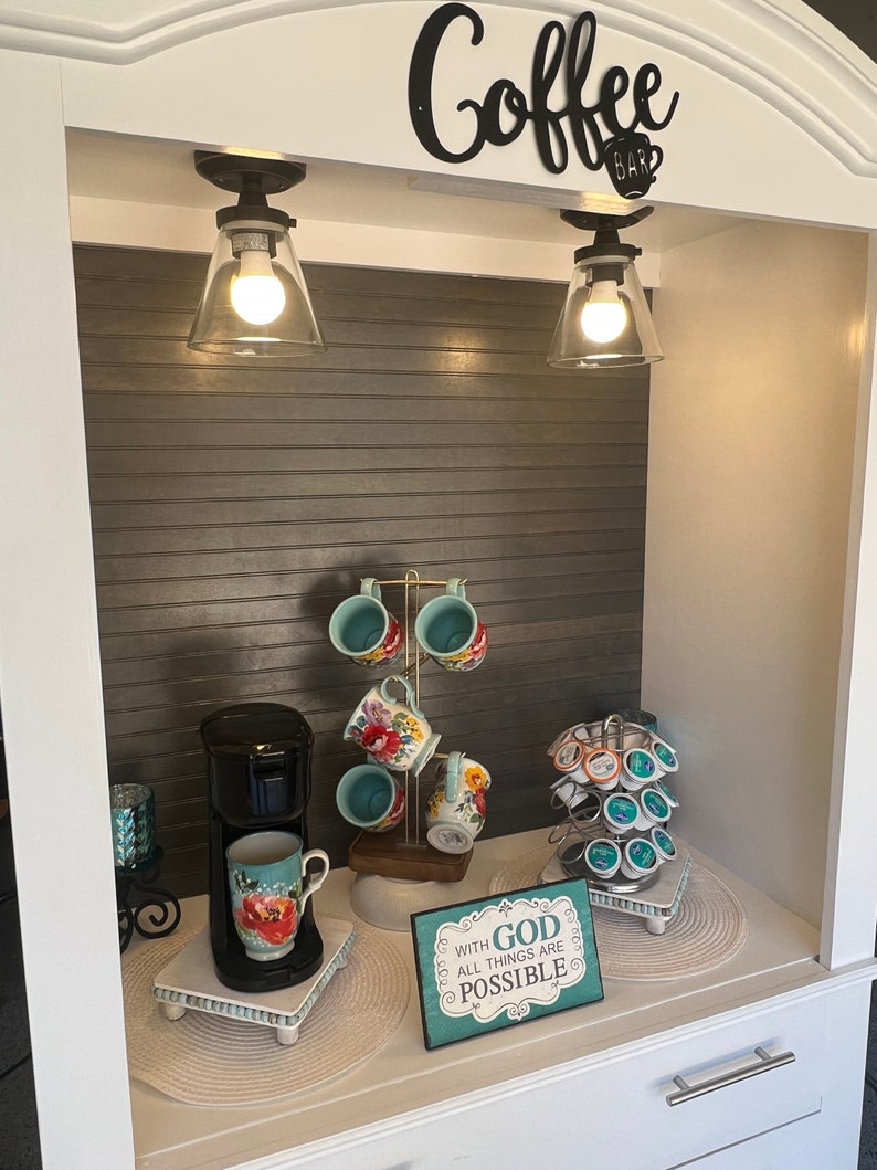 Farmhouse Coffee Hutch, Armoire Drink Station, Beverage Hutch, Armoire ...