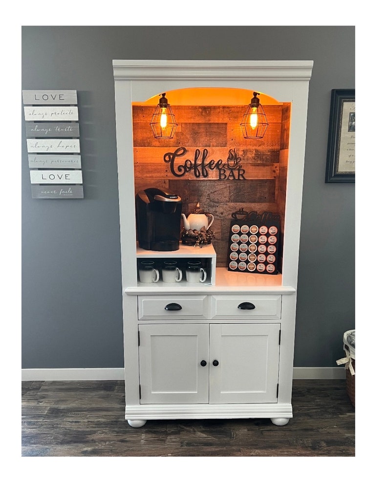 White Coffee Hutch, Morning Coffee, Vintage Hutch, Vintage Cabinet ...