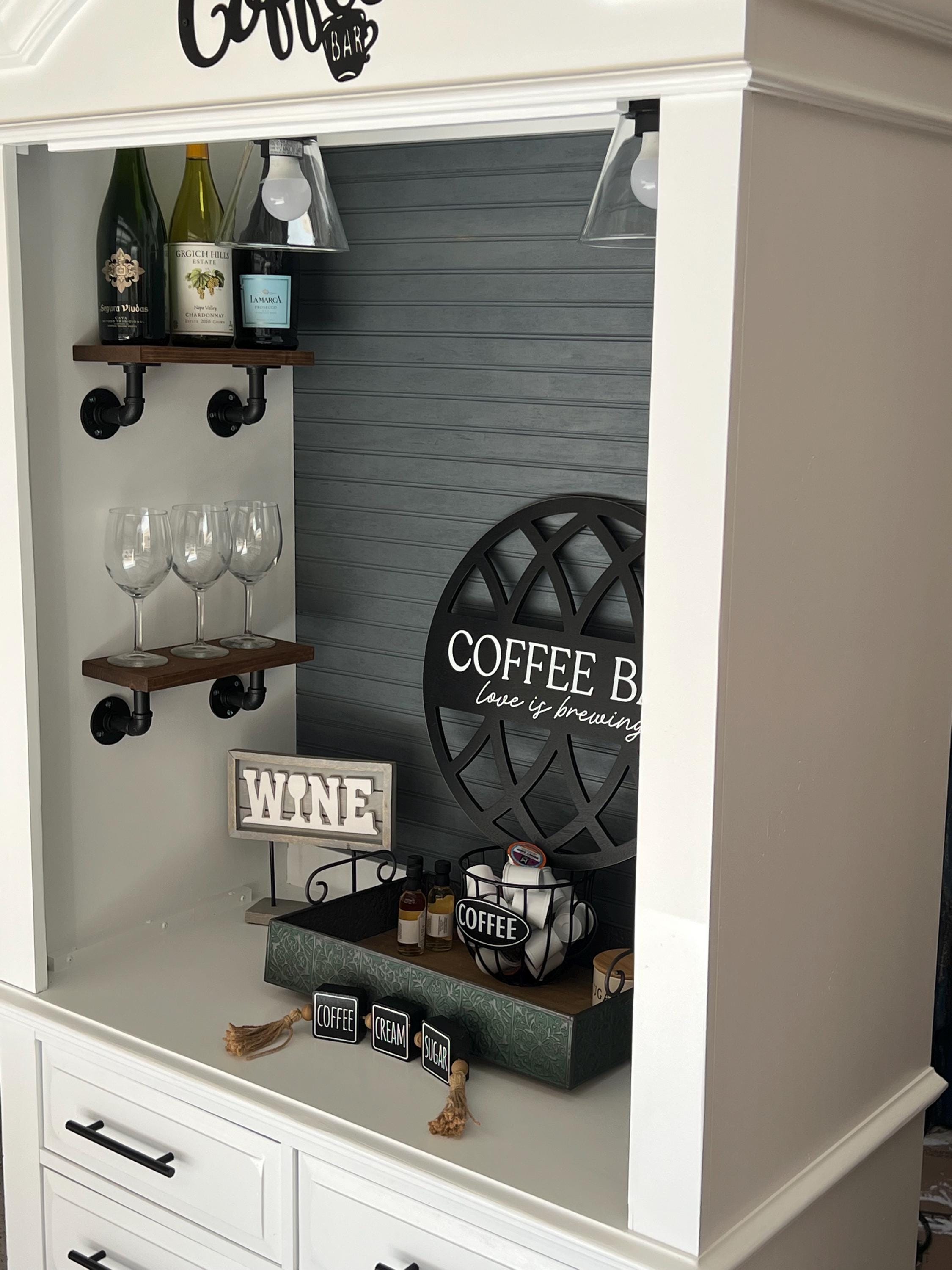 White Coffee Armoire, Beverage Hutch, Coffee and Wine Bar - Etsy