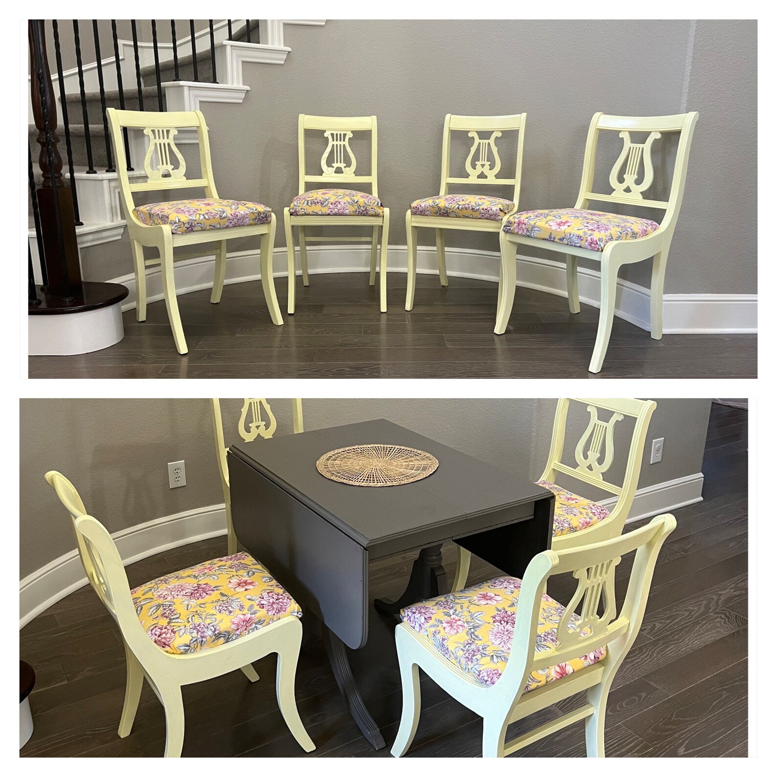 Duncan Phyfe Drop Leaf Table and Chair Set, Vintage Table, Vintage