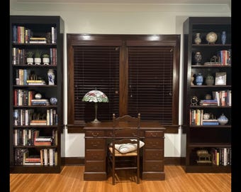 Beautiful Mahogany Gloss Bookshelves, solid maple wood,adjustable shelves, customize dimension and color, set of 2: 7.5 ft, 12 deep, 32 wide