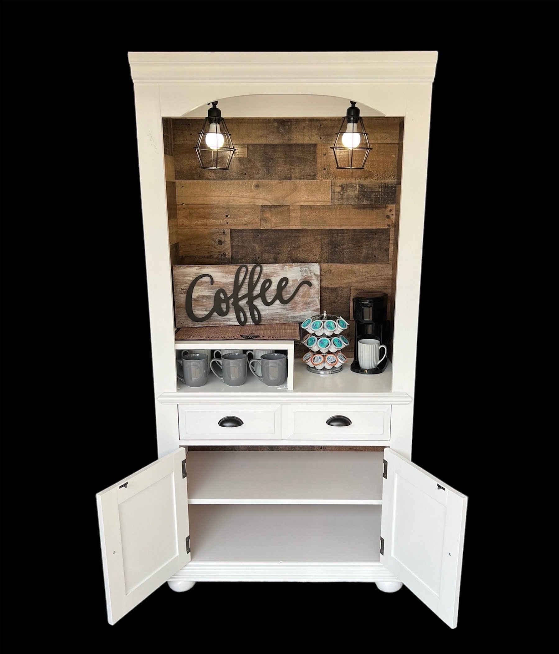 White Coffee Hutch, Morning Coffee, Vintage Hutch, Vintage Cabinet ...
