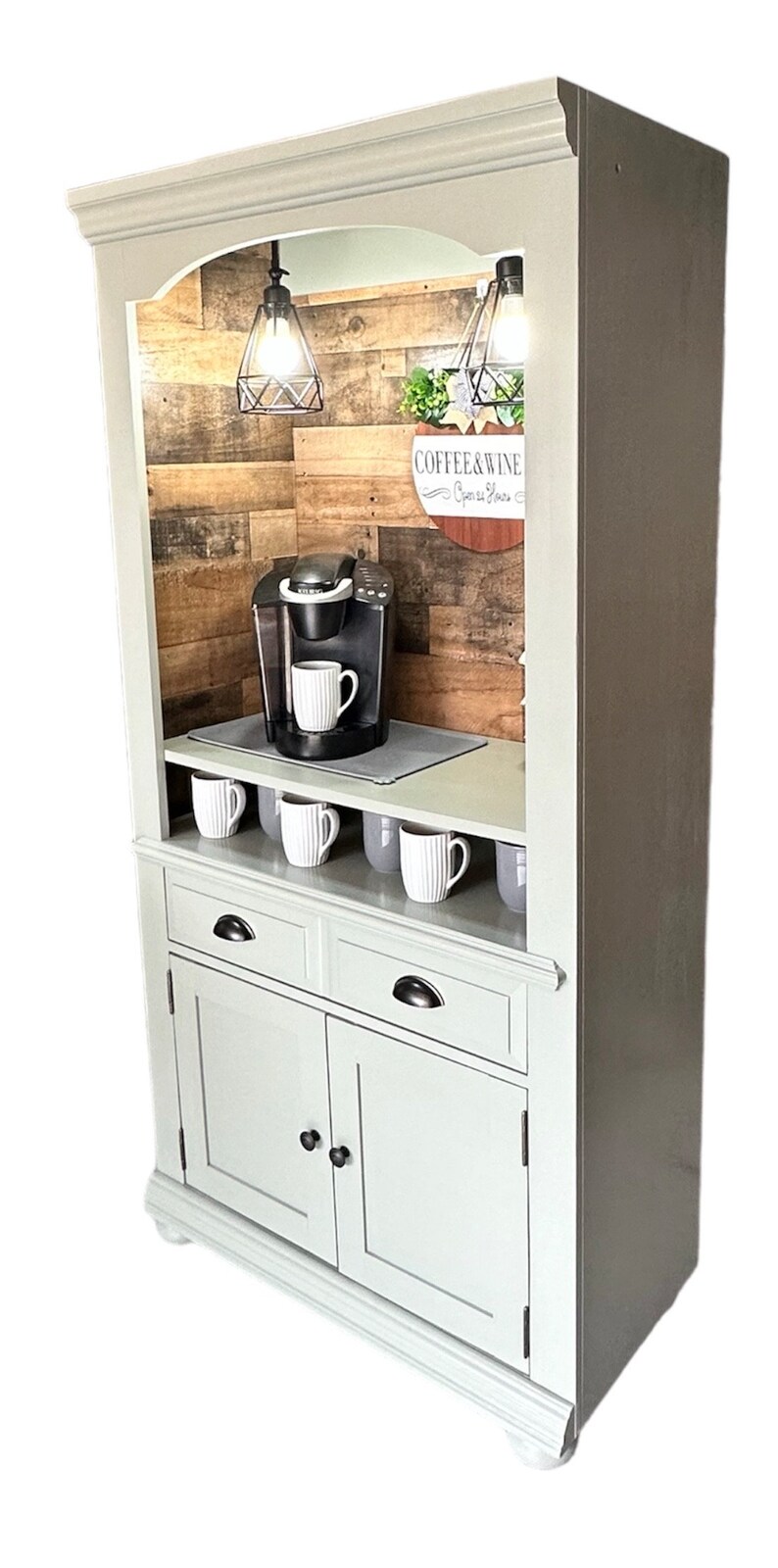 Sage Coffee Hutch, Vintage Hutch, Vintage Cabinet, Sage Coffee and Wine ...