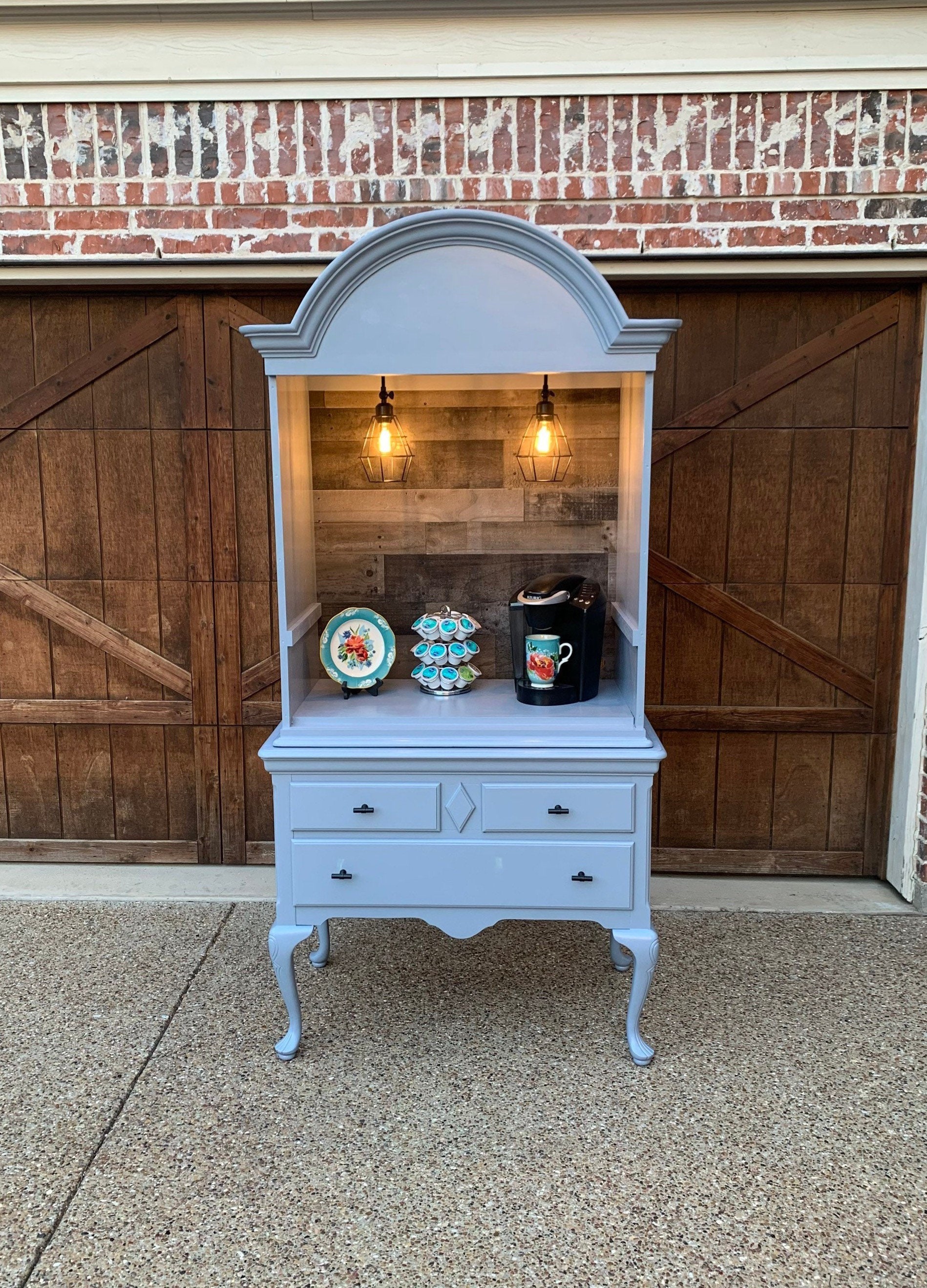 Two Piece Vanity Hutch, Beverage Bar, Coffee Bar, Vintage - Etsy