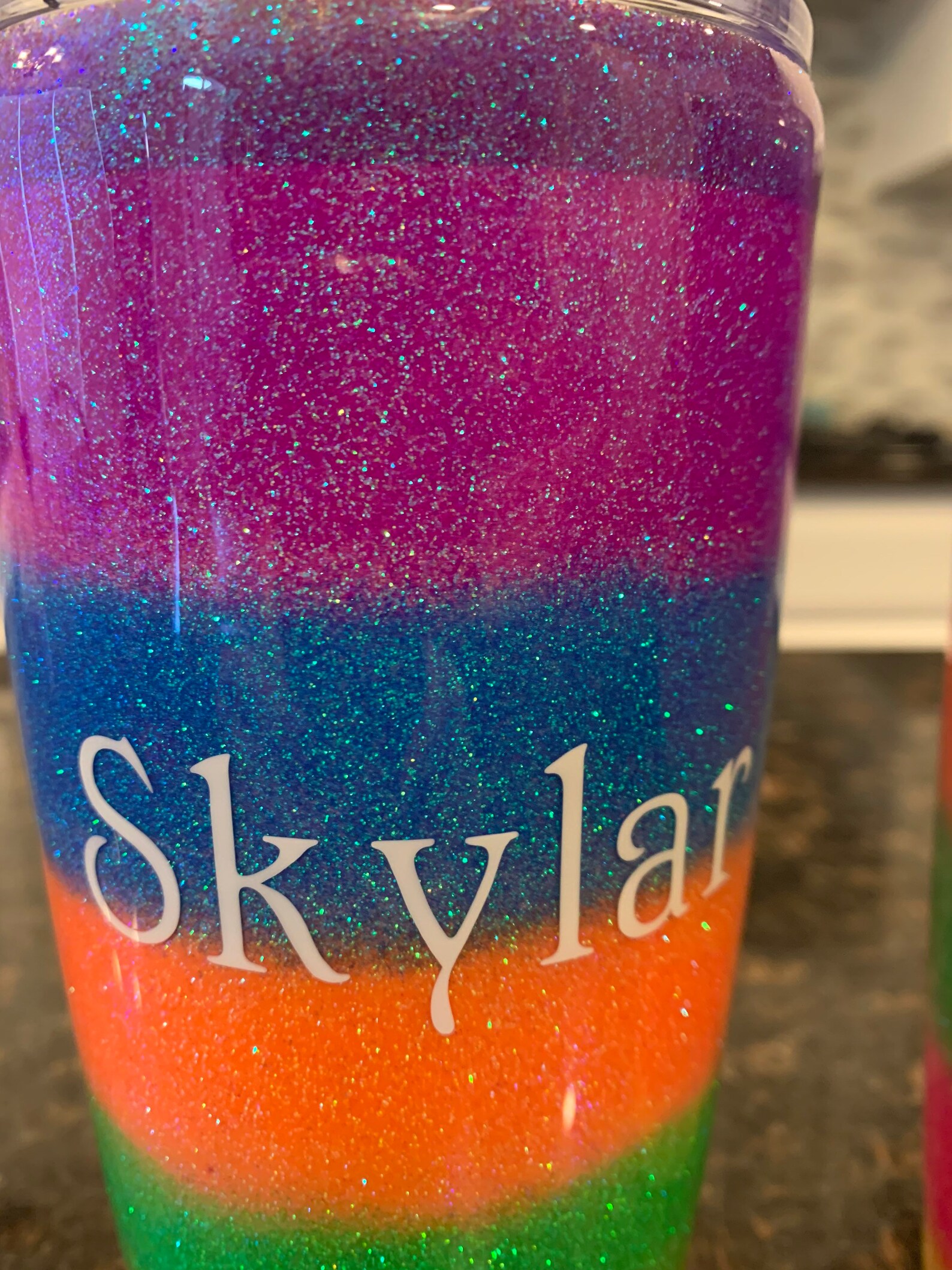 Glitter tumbler Rainbow glitter name cup Personalized name Etsy