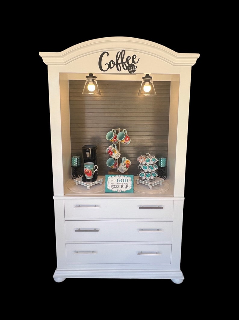 Farmhouse Coffee Hutch, Armoire Drink Station, Beverage Hutch, Armoire ...