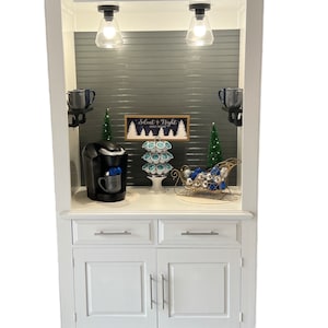 Custom designed coffee bar cabinets, beverage hutch, armoire cabinet, coffee bar image 4