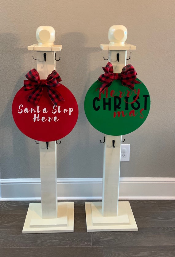 Holiday Wood Post Banister Post Stocking Holder Etsy