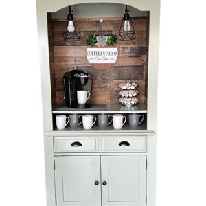 Sage Coffee Hutch, Vintage Hutch, Vintage Cabinet, Sage Coffee and Wine ...