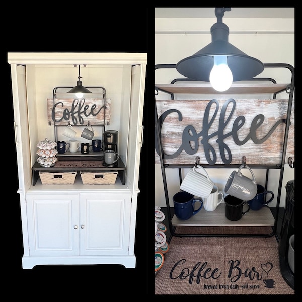 Coffee Bar Hutch Etsy