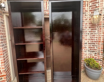 Beautiful Mahogany Gloss Bookshelves, solid maple wood,adjustable shelves, customize dimension and color, set of 2: 7.5 ft, 12 deep, 32 wide