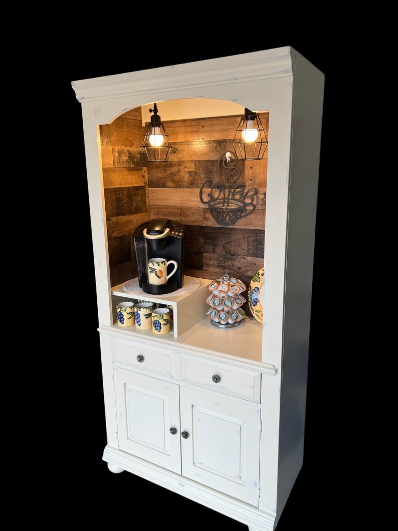 Antique White Coffee Bar Black Coffee Bar Beverage Station Etsy