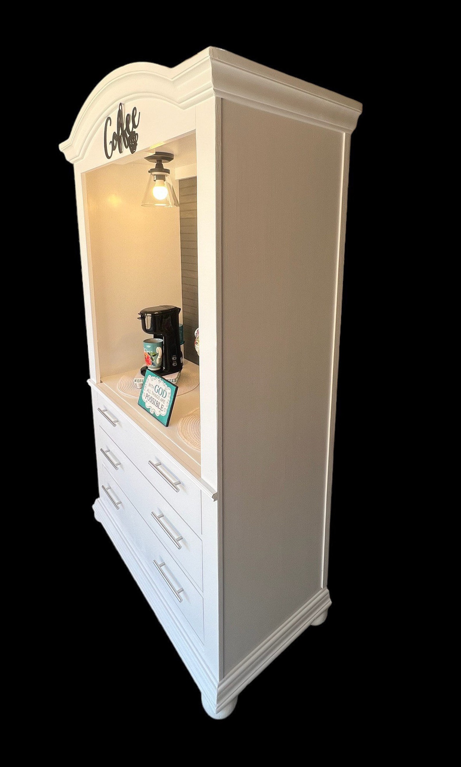 Farmhouse Coffee Hutch, Armoire Drink Station, Beverage Hutch, Armoire ...