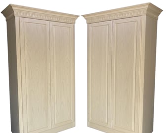 Maple wood: Raised panel maple wood doors and maple cabinet, crown molding, custom designed cabinets, wardrobe armoires and storage