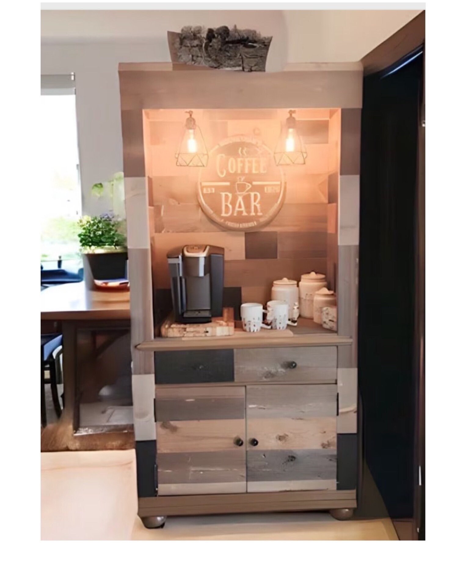 Coffee Bar / Mini Fridge Coffee Bar Cabinet / Country Chic Style Coffee or  Tea Bar / Coffee Bar With One Hinged Door With Small Storage 