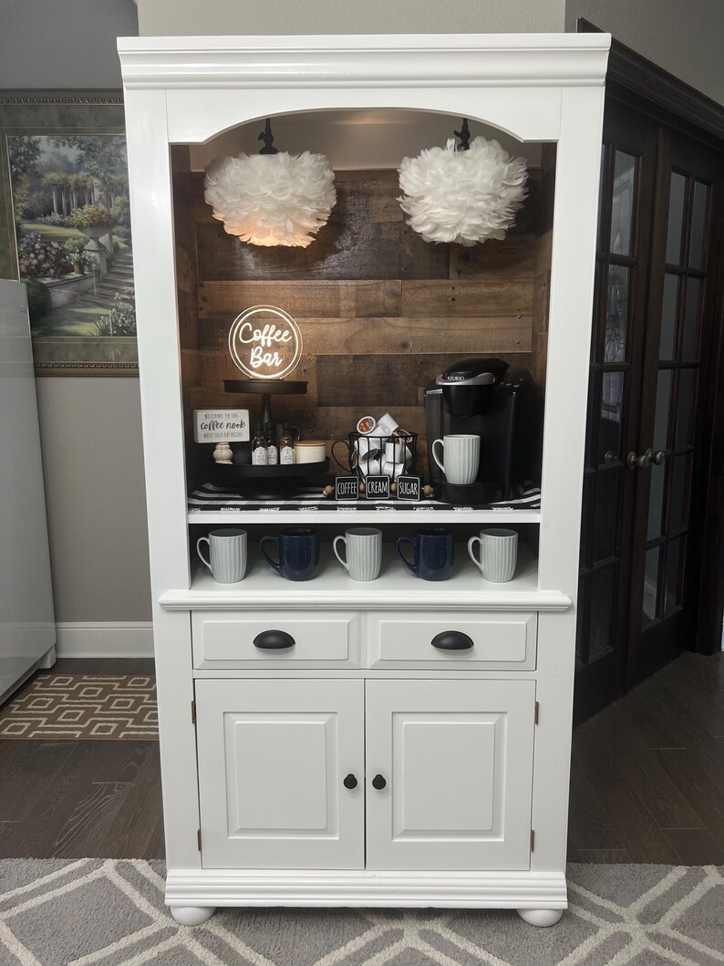 White Broyhill Coffee Hutch, Coffee Bar, Beverage Station - Etsy