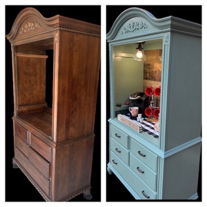 Coffee armoire, beverage bar, beverage station, wine bar, Christmas chocolate bar, holiday decor