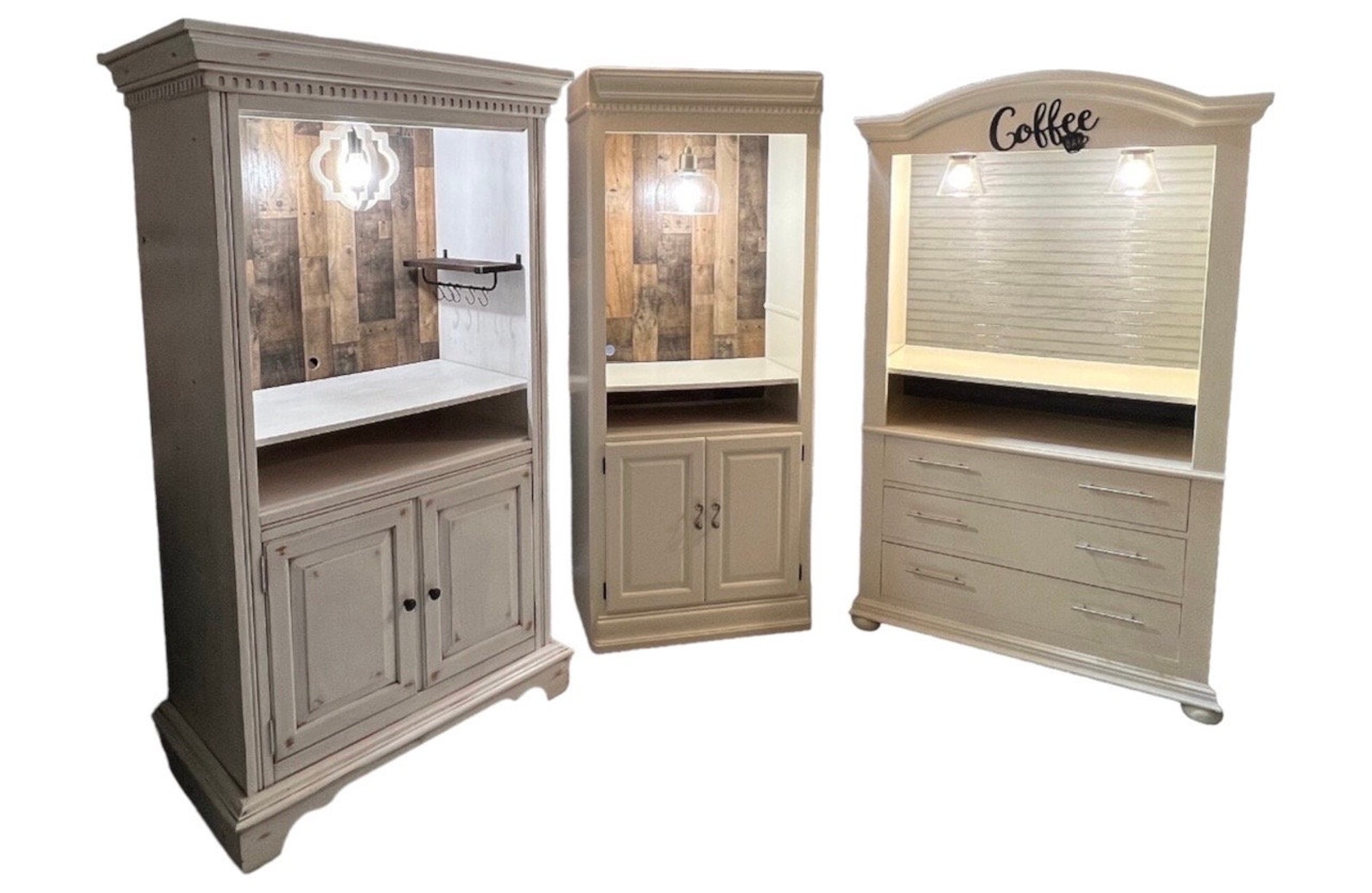 Custom Designed Coffee Bar Cabinets, Beverage Hutch, Armoire Cabinet ...
