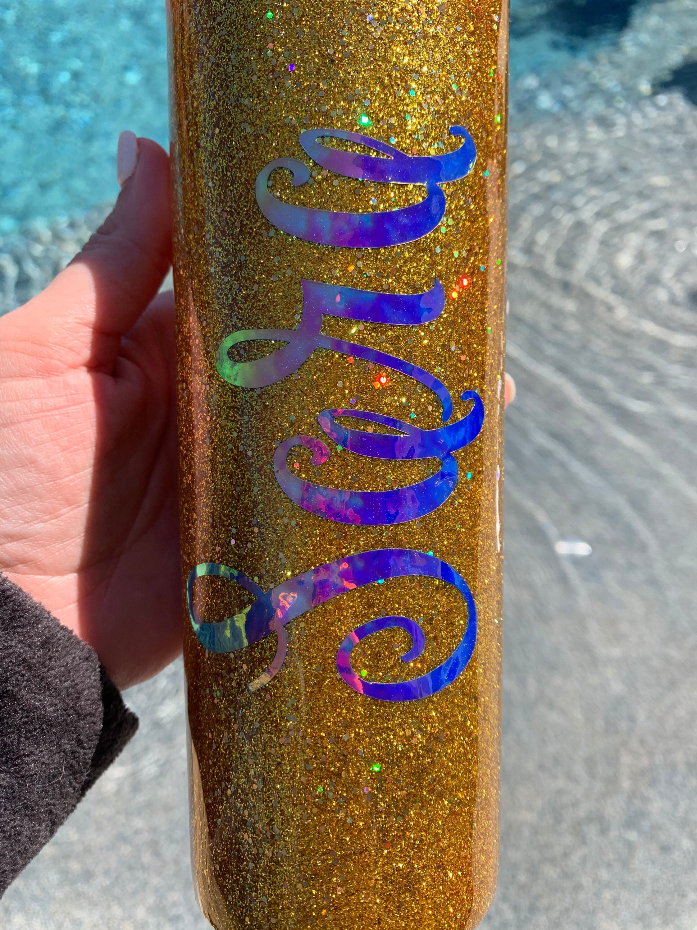 Personalized Name Glitter Epoxy Tumbler Glitter Tumbler Name Etsy