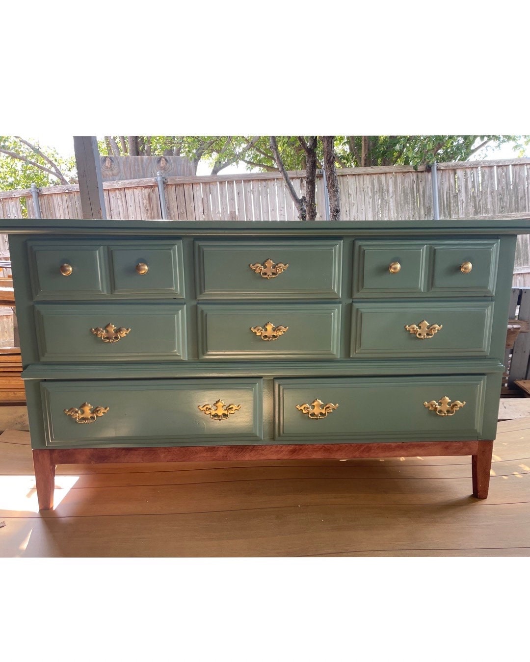 vintage sage green dresser Henley Scalloped Edge 6 Drawer Wide Dresser, Sage Green main image 1