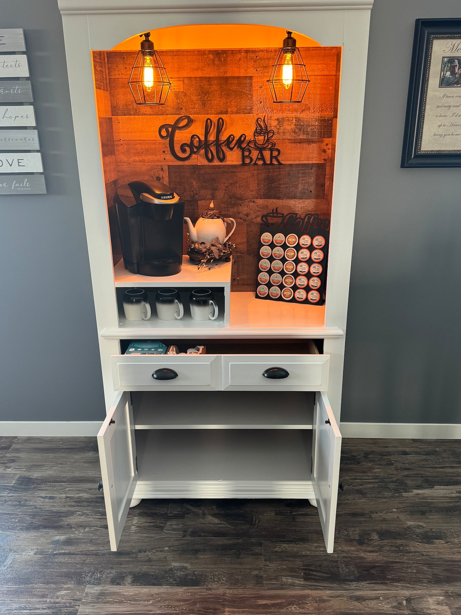 White Coffee Hutch, Morning Coffee, Vintage Hutch, Vintage Cabinet ...