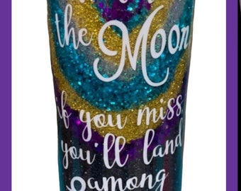 Leave a little sparkle wherever you go, summer tumbler, purple, melon, green, white swirl pastel tumbler