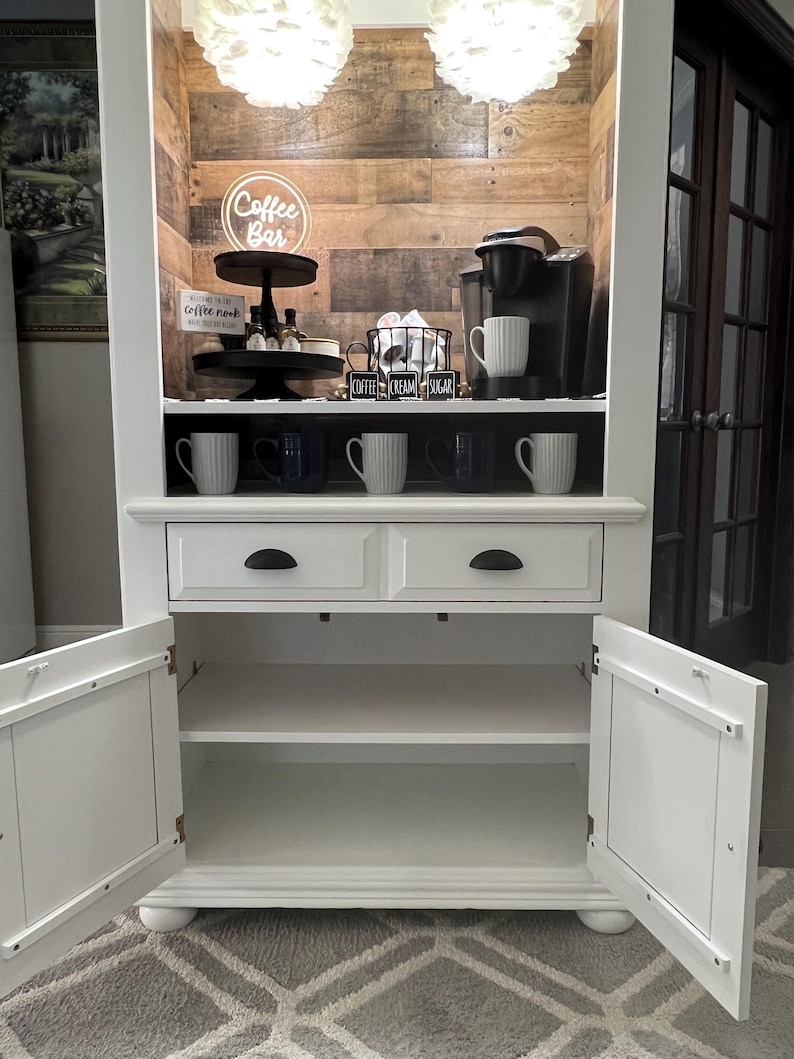 White Broyhill Coffee Hutch, Coffee Bar, Beverage Station - Etsy