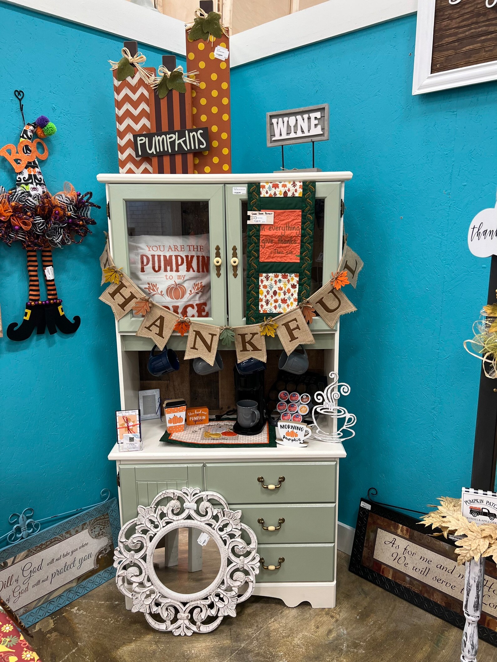 Vintage China Hutch Coffee Bar Etsy