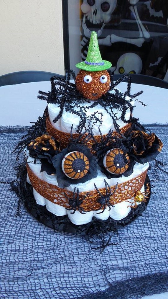 halloween themed diaper cakes