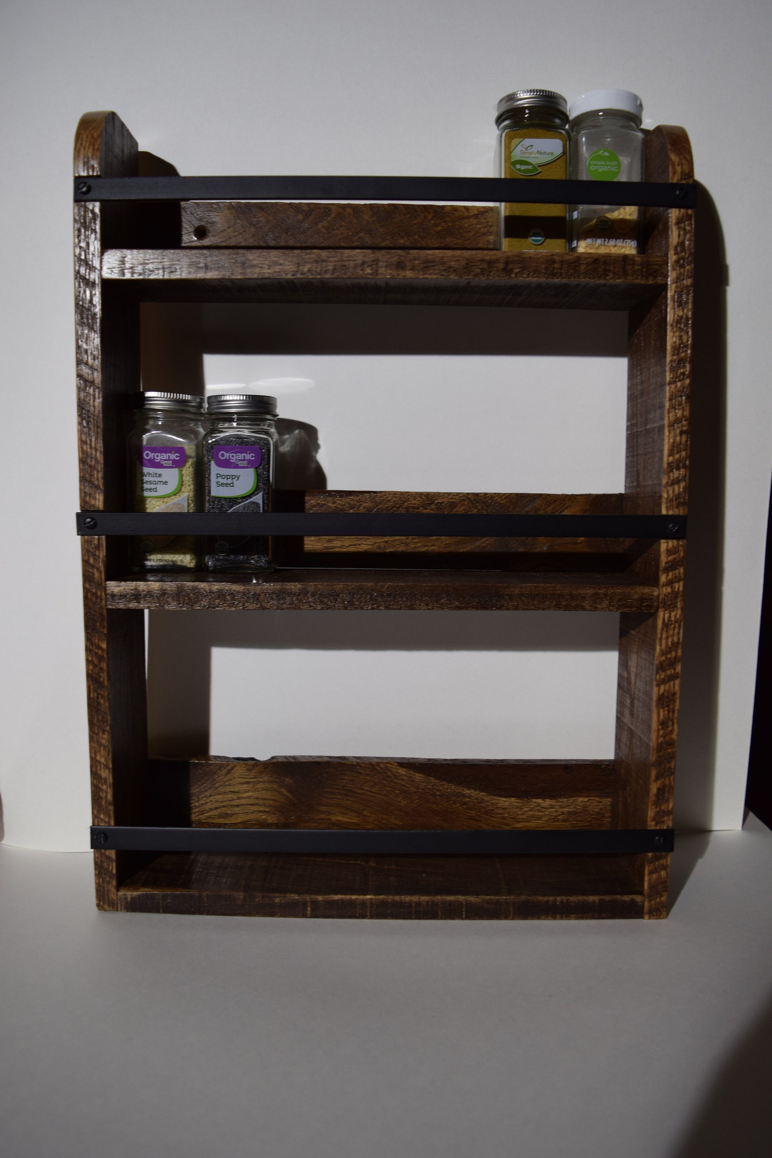 Rustic Reclaimed Wood Spice Wall Rack essential oil storage Etsy