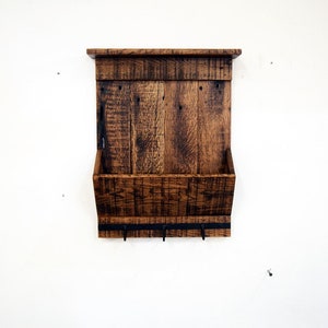 Rustic Reclaimed Wood Mail Organizer and Key Hook, Entryway Organizer, Mail Organizer, Key Hook, Rustic Decor