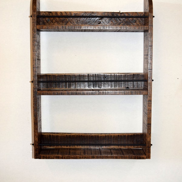 Rustic Reclaimed Wood Spice Wall Rack, essential oil storage