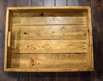 Rustic Reclaimed Wood Serving Tray, Ottoman Tray, Decorative Tray, Shoe Tray, Farmhouse Tray