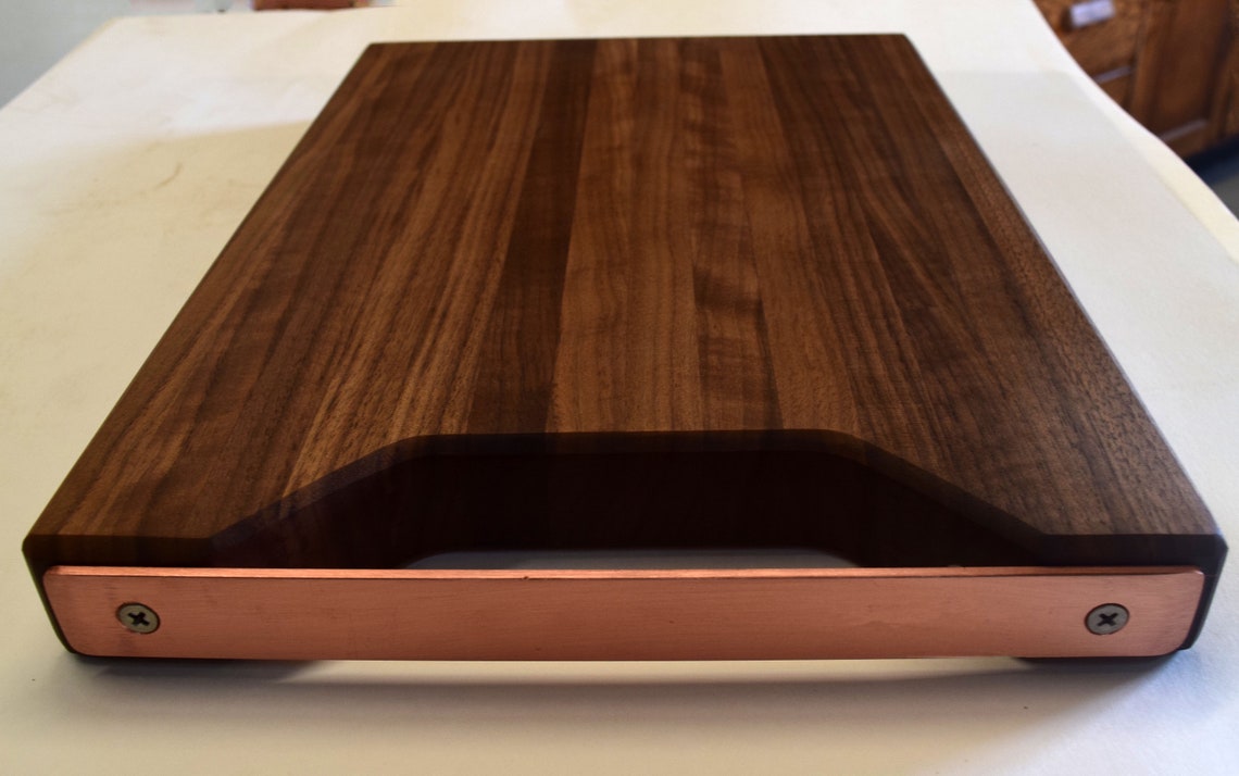 Walnut Cutting Board with Copper Handle Cheese Board Serving Etsy