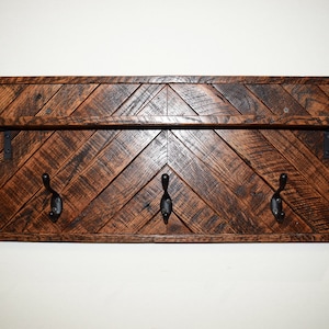 Rustic Reclaimed Wood Coat Hook, Wall Coat Hook and Shelf, Reclaimed wood shelf with hooks