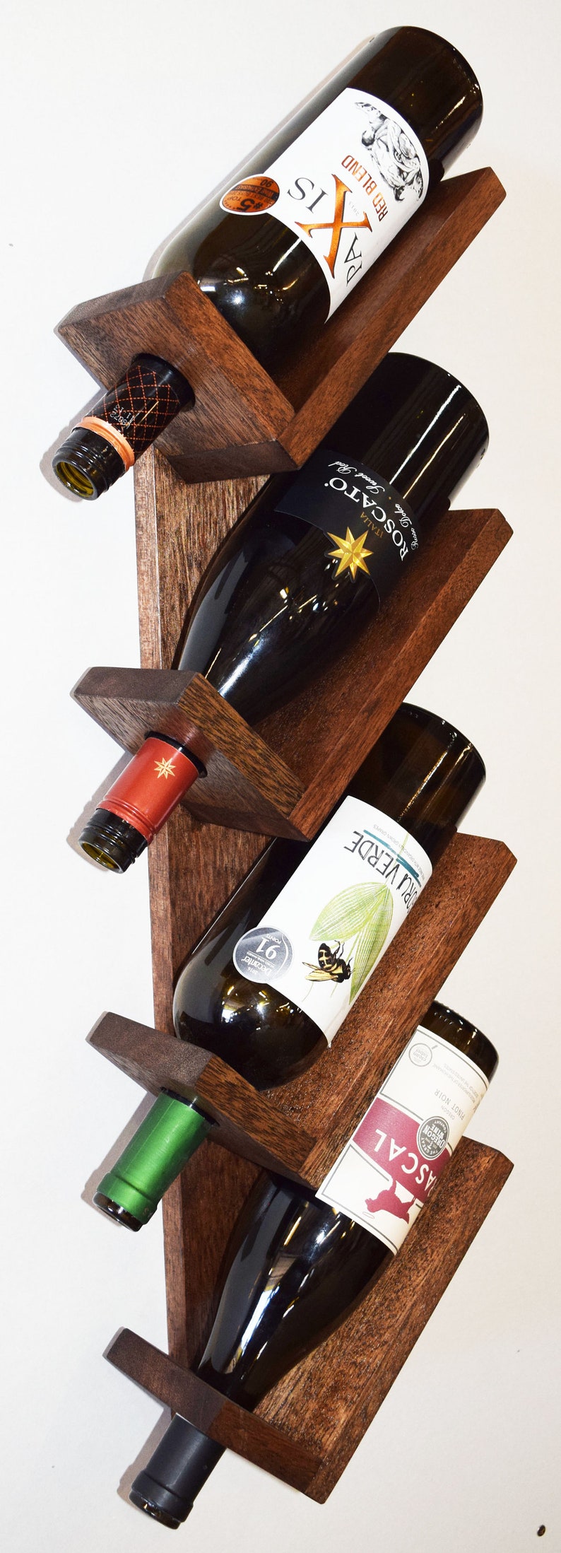 Vertical Wine Rack Mahogany Wood Modern Wall Mounting Wine Etsy