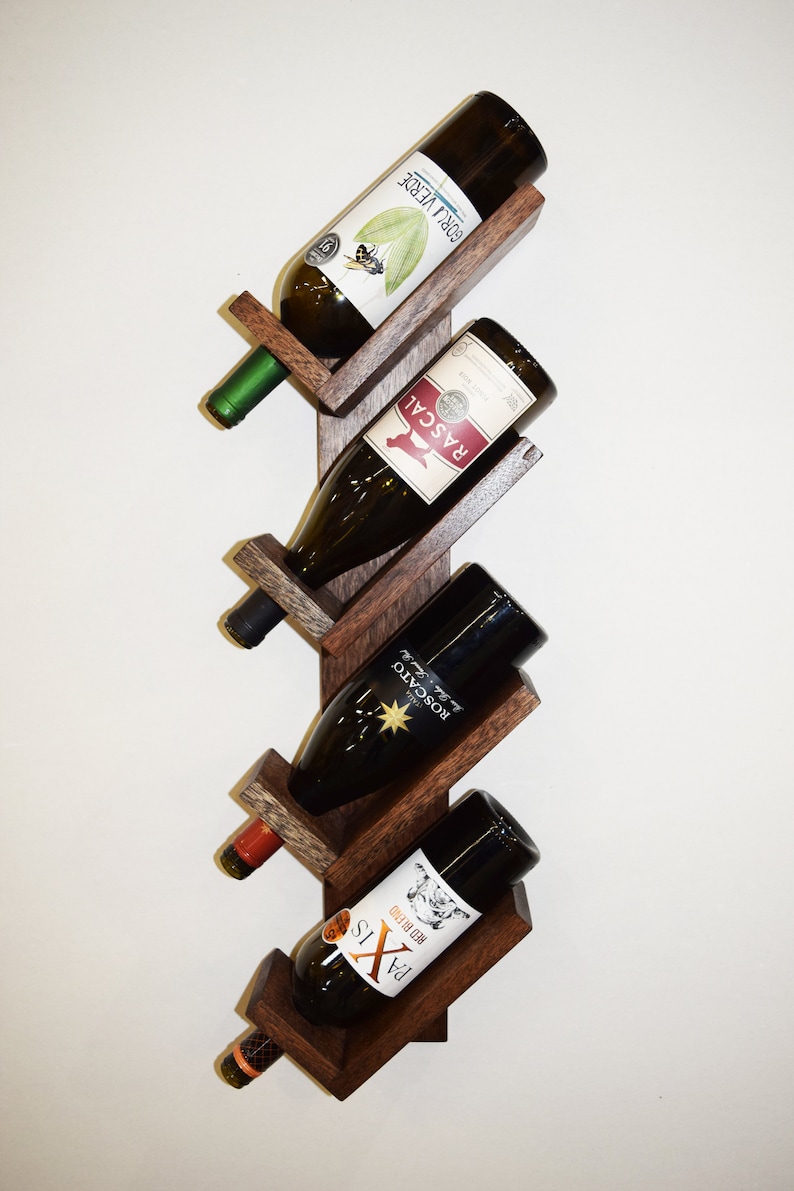 Vertical Wine Rack Mahogany Wood Modern Wall Mounting Wine Etsy